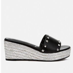 London Rag Lilja Black Studded Wedge Sandals